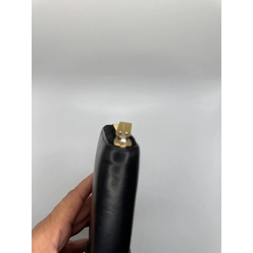 Saint Laurent‎ Paris Black Leather YSL Gold Hardware Zip Around Wallet